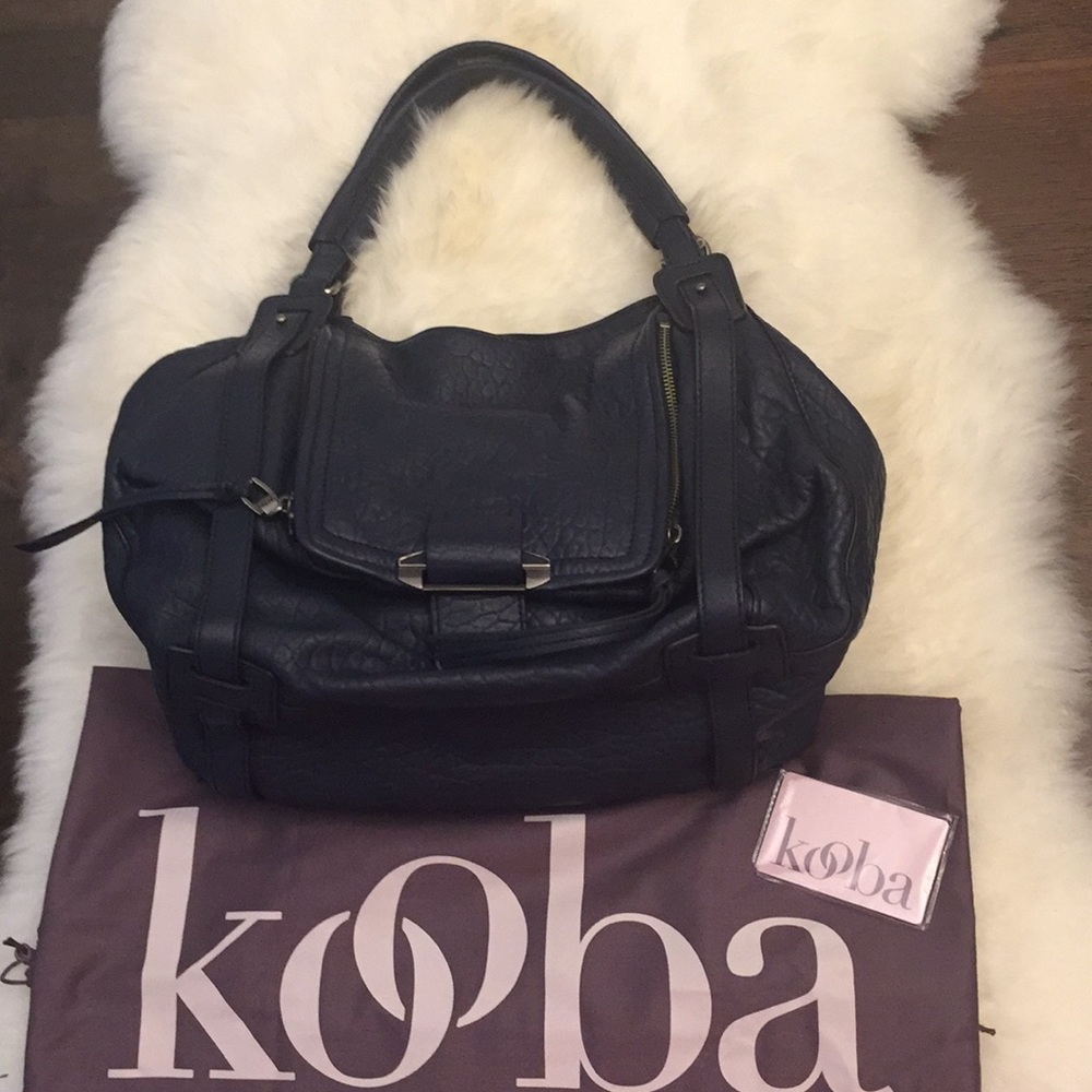 NWOT Kooba Navy Blue Leather Satchel
